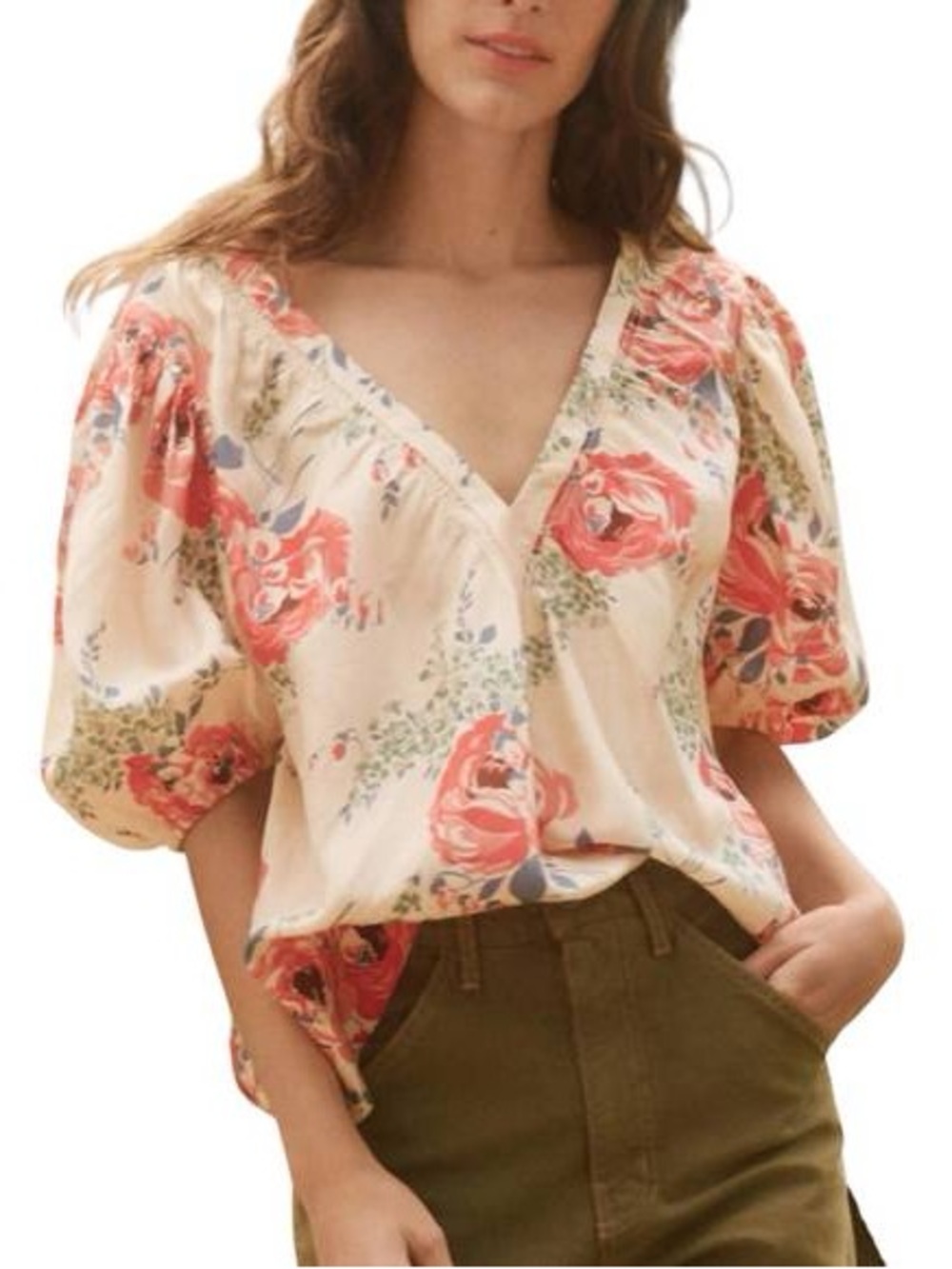 The Great. The Bungalow Silk Top In Echo Rose Print